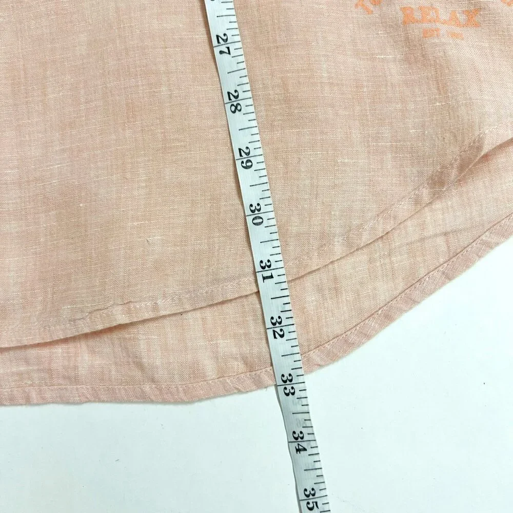 Tommy Bahama 100% Linen Shirt Mens XL Peach Button Front Long Sleeve Vacation